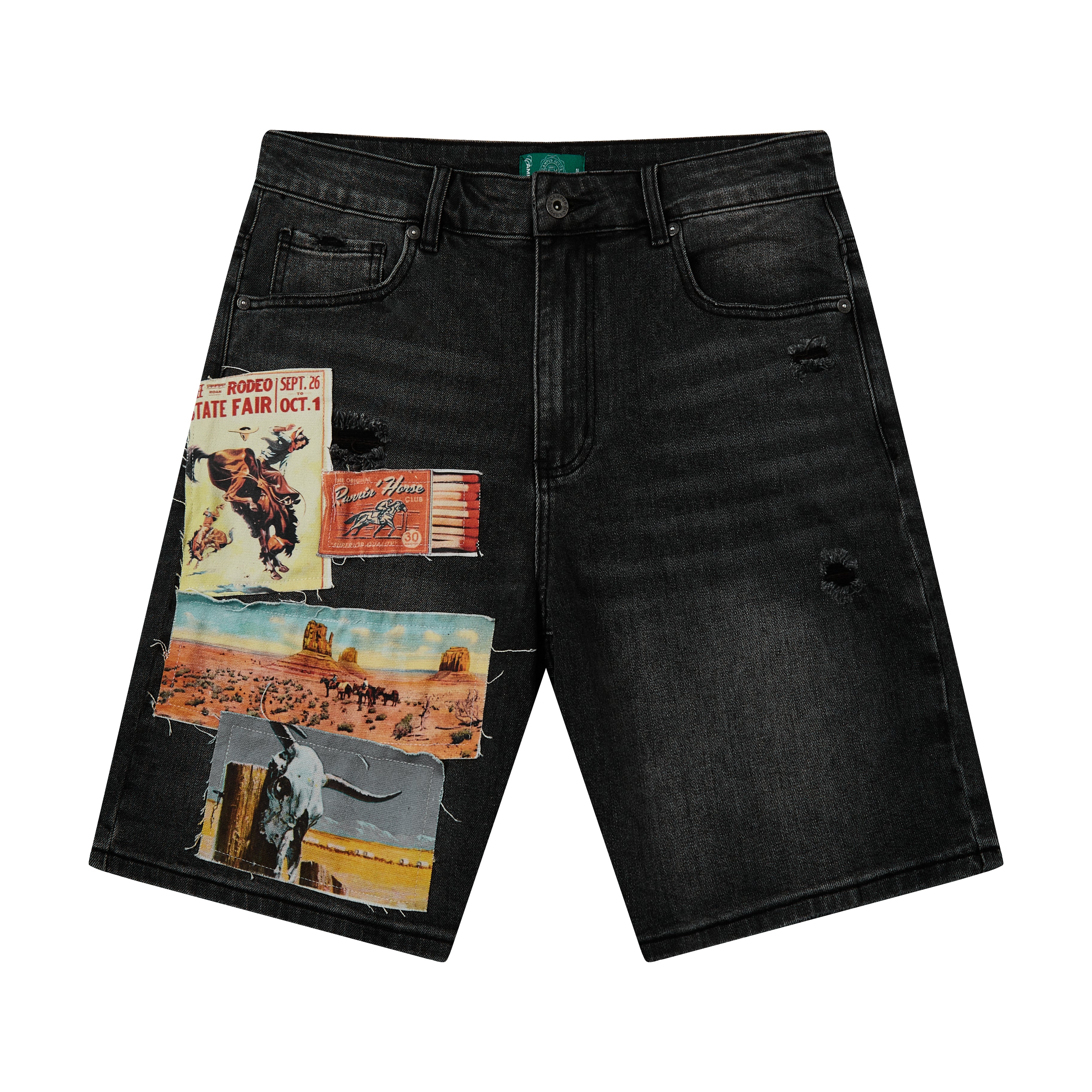 Postcard Jorts (Black Wash)